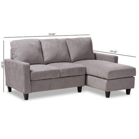 Baxton Studio Greyson Modern Light Grey Upholstered Reversible Sectional Sofa 144-8757